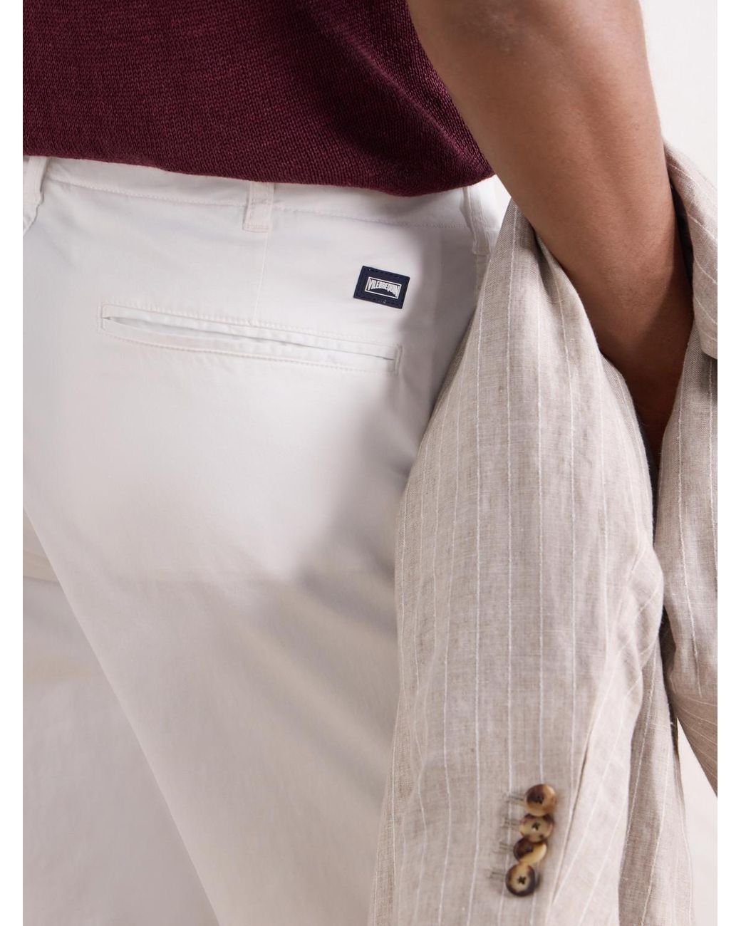 Vilebrequin White Belin Woven Cotton-Blend Casual Shorts for men
