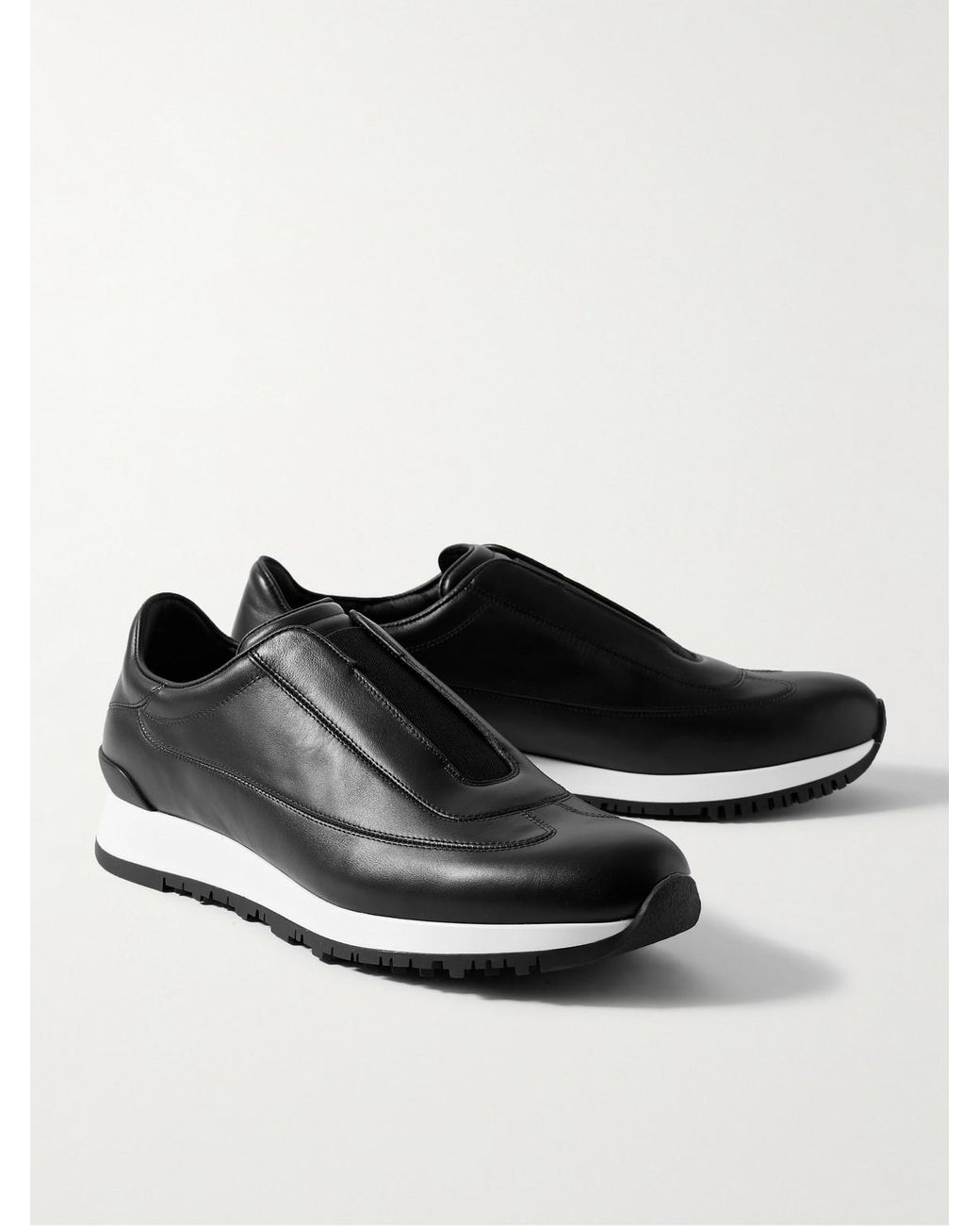 John Lobb Black Lift Leather Slip-On Sneakers for men