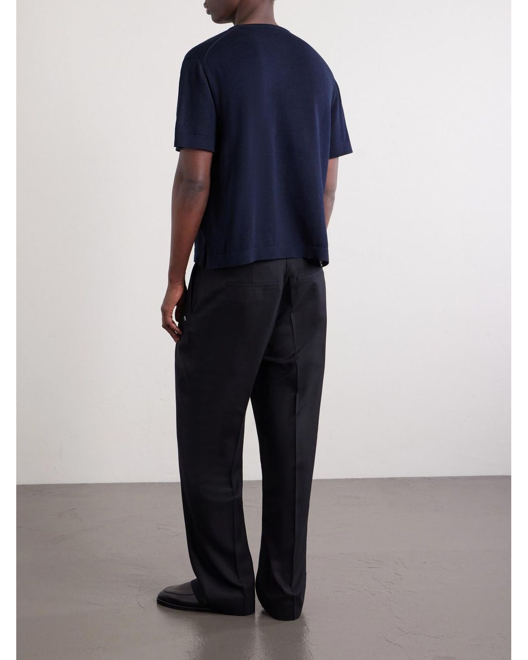 STÒFFA Blue Knitted Cotton T-Shirt for men