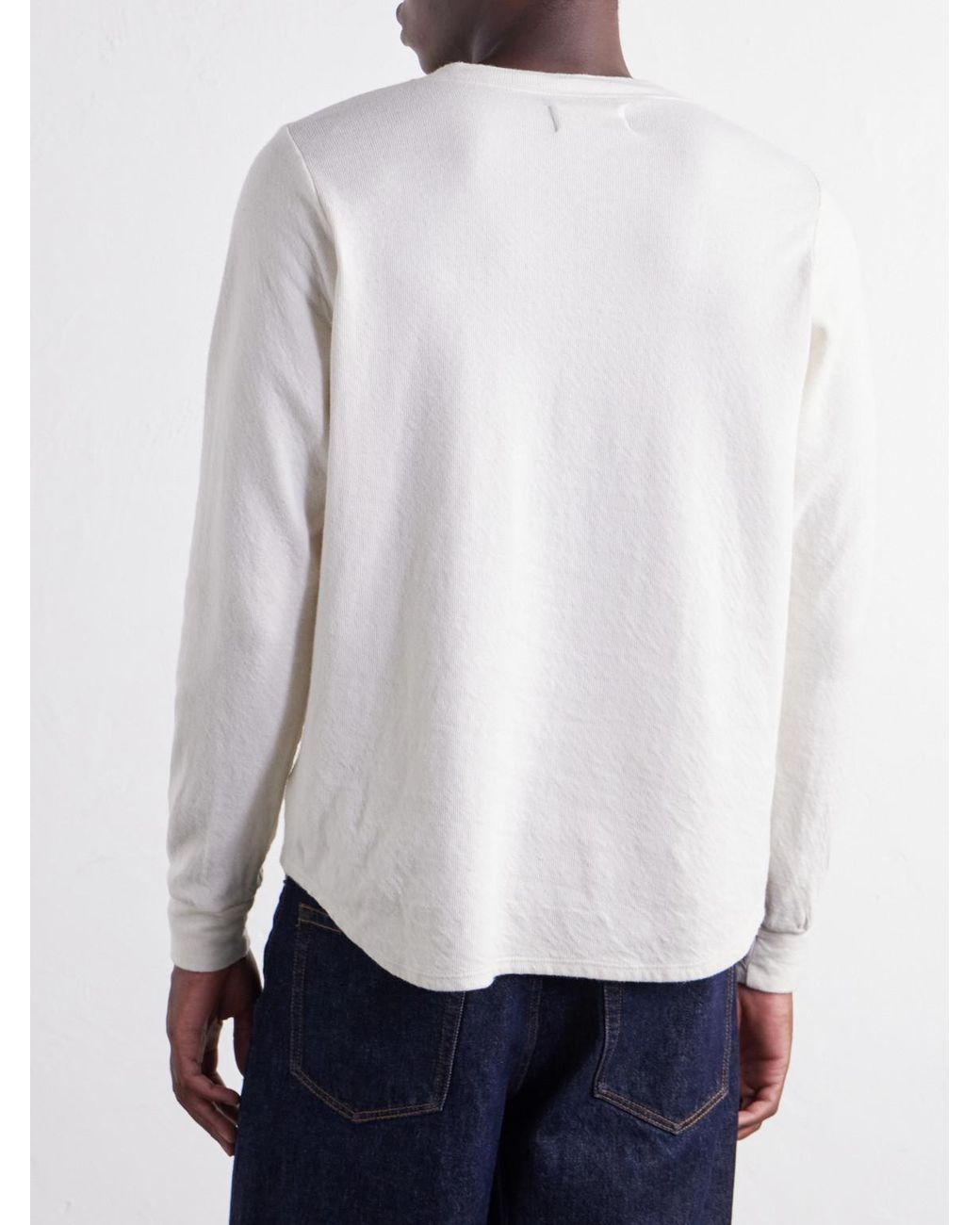 Les Tien White Garment-Dyed Ribbed Cotton-Jersey T-Shirt for men