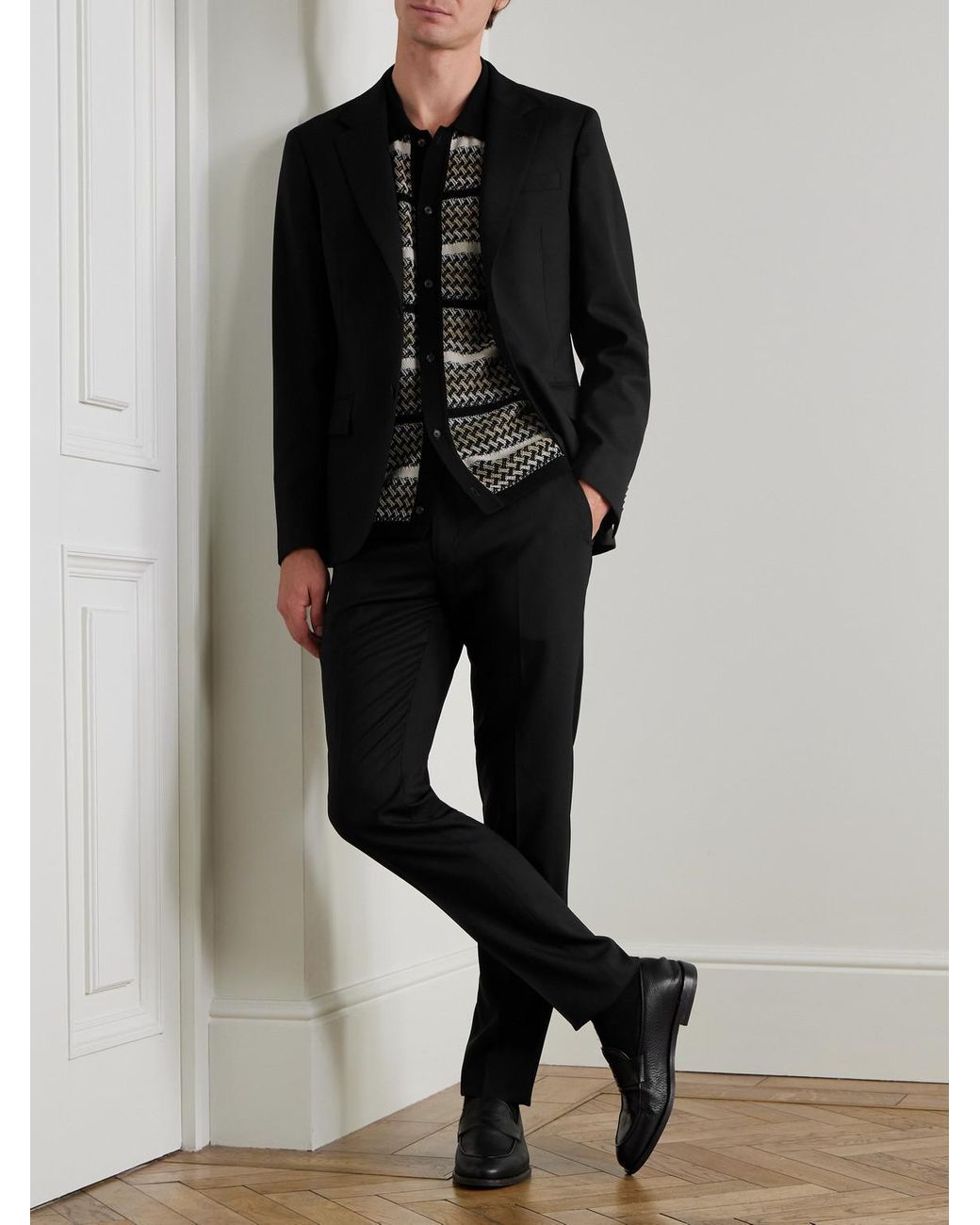 Mr P. Black Wool Suit Jacket for men