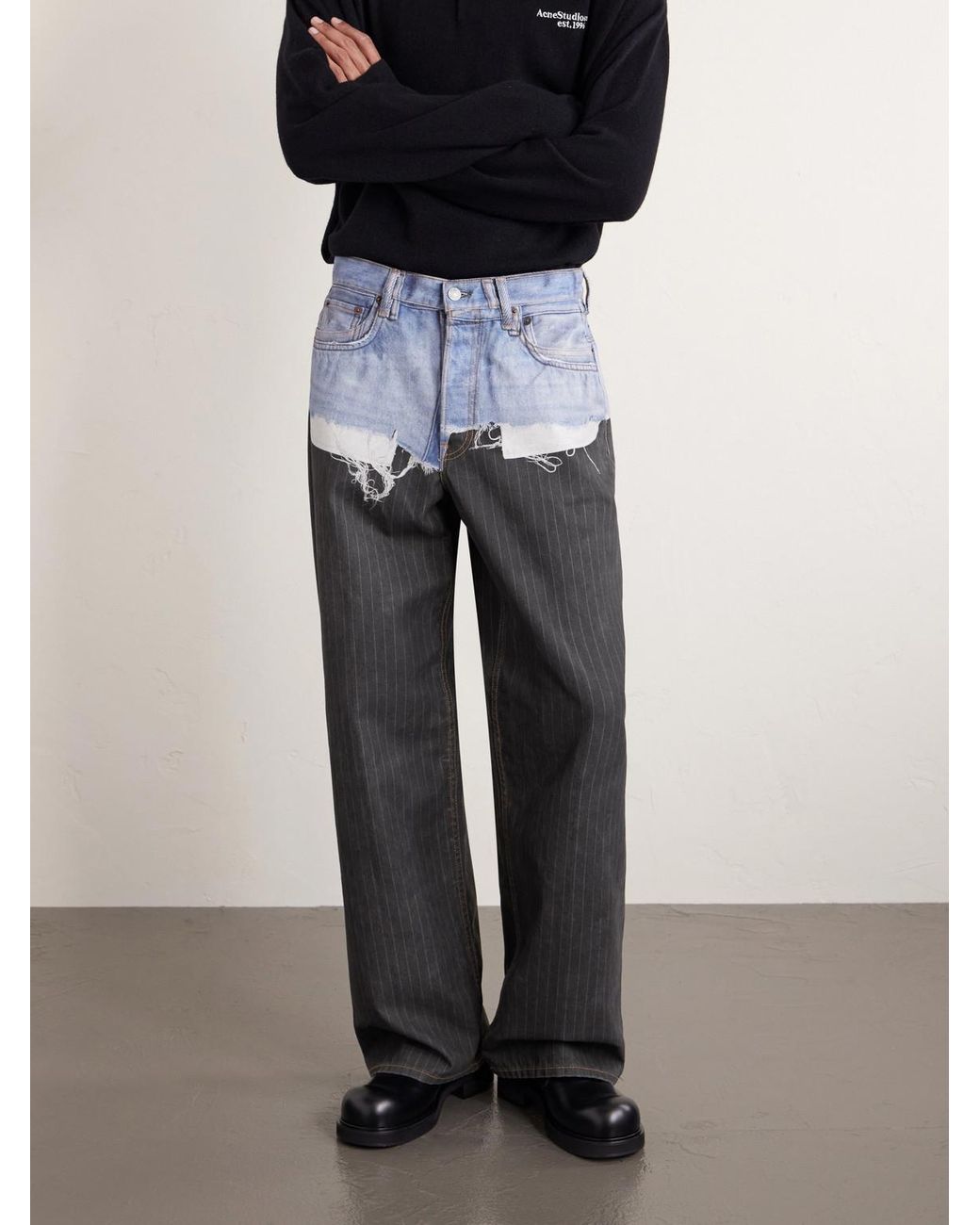 Acne Gray 1981 Straight-Leg Trompe L'Oeil Organic Jeans for men