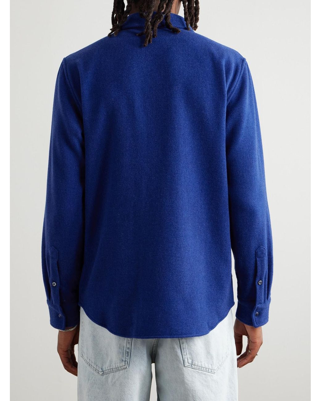 God's True Cashmere Blue Cashmere Shirt for men