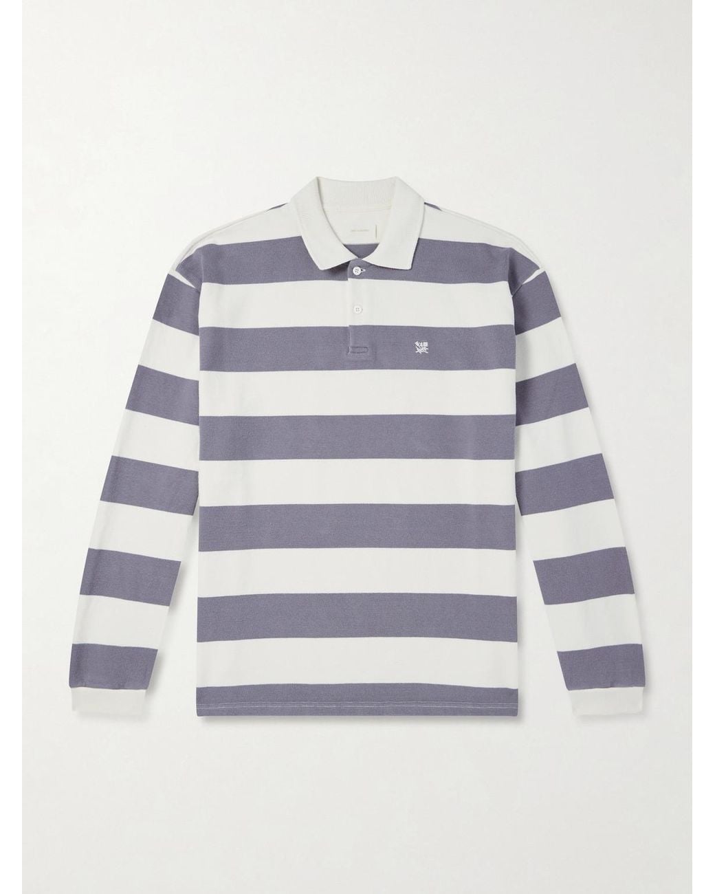 Aimé Leon Dore Gray Striped Cotton-Jersey Polo Sweater for men