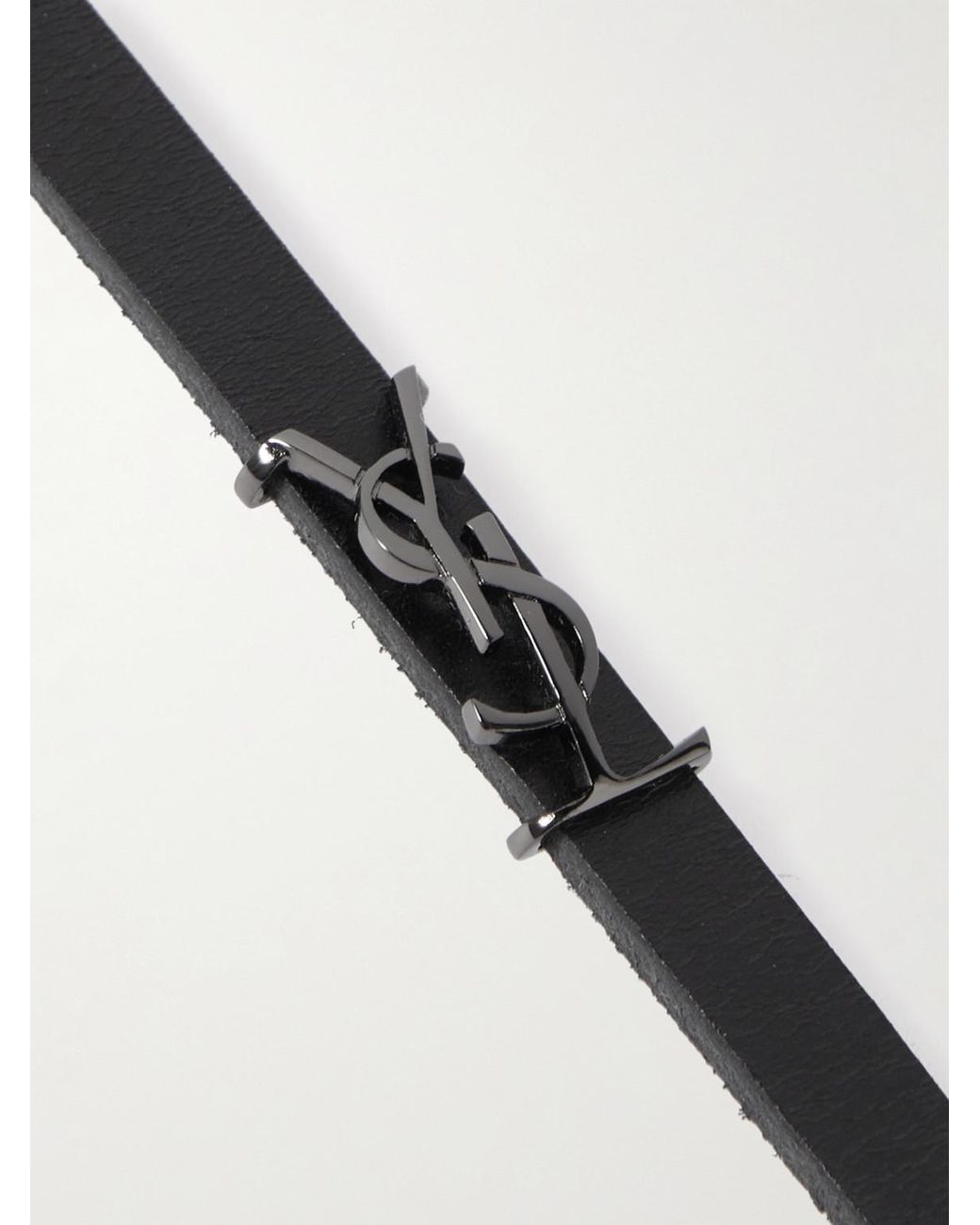 Saint Laurent Black Opyum Leather And-Tone Bracelet for men