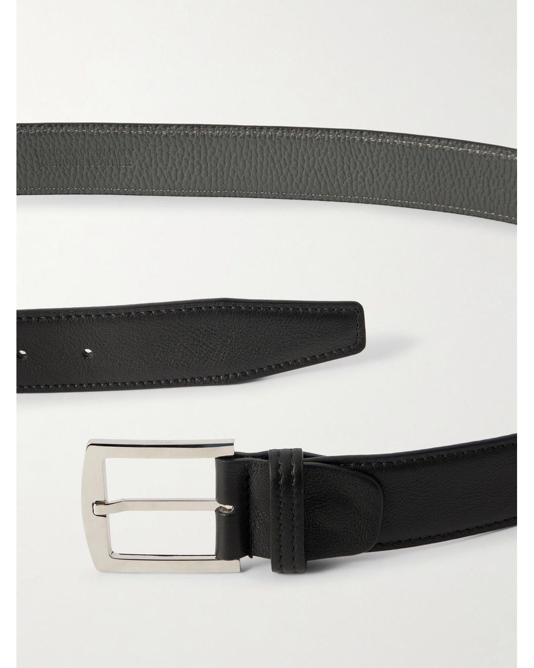 Kiton Black 3.5Cm Leather Belt for men