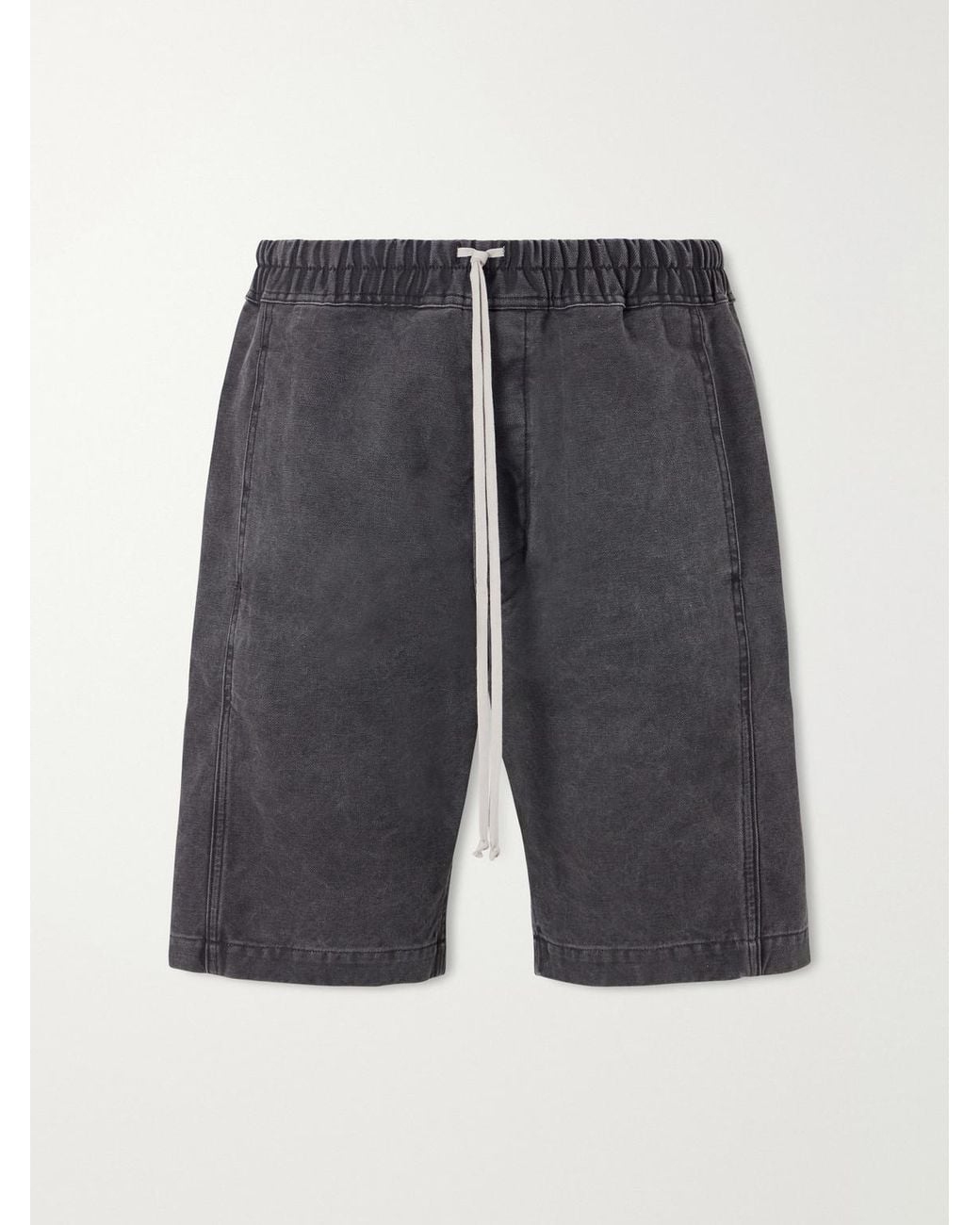 Rick Owens Gray Pusher Straight-Leg Cotton-Canvas Shorts for men