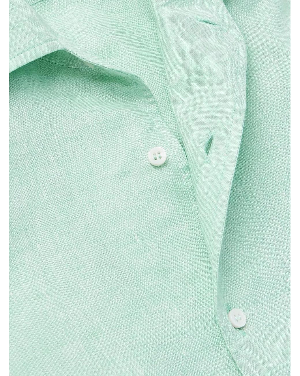 Loro Piana Green André Linen Shirt for men