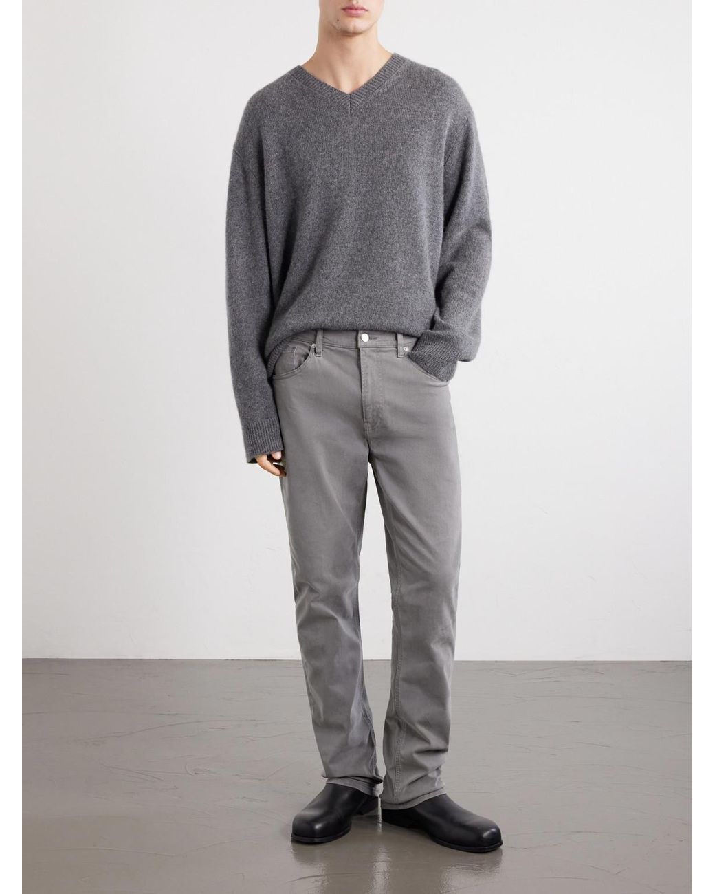 FRAME Gray Modern Straight Lyocell-Blend Jeans for men