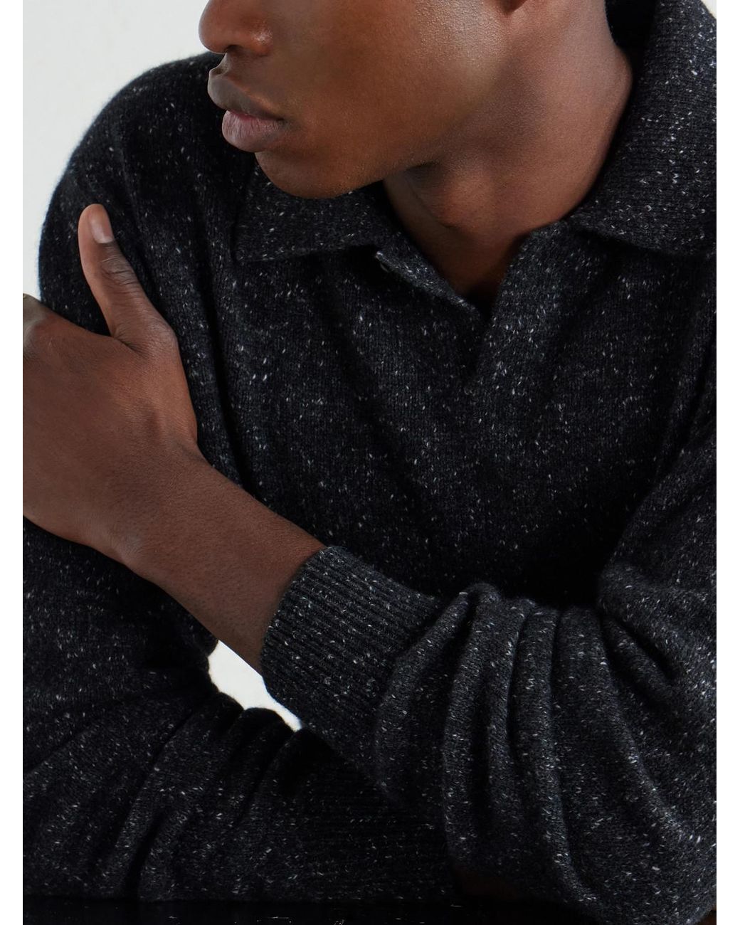 Auralee Blue Cashmere Polo Sweater for men