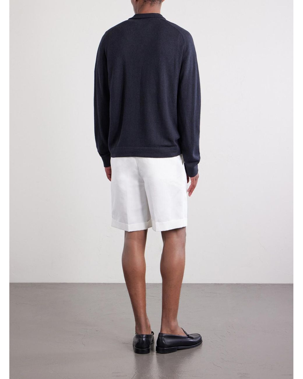 Piacenza 1733 Blue Cashmere And Linen-Blend Zip-Up Sweater for men