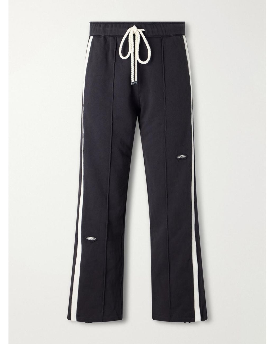 NAHMIAS Blue Repaired Wide-Leg Cotton-Jersey Drawstring Sweatpants for men