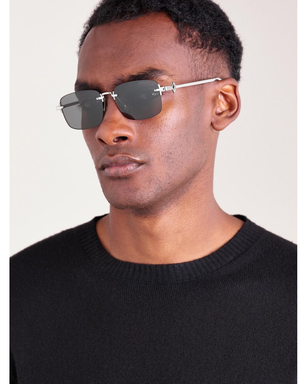 Dior Gray Cd Diamond S11U Square-Frame Rimless-Tone Metal Sunglasses for men