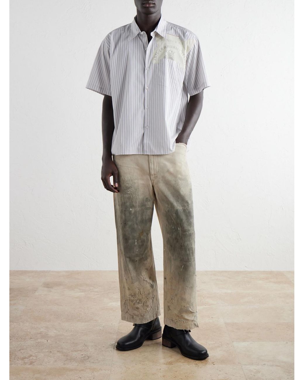 Enfants Riches Deprimes White Striped Cotton-Oxford Shirt for men
