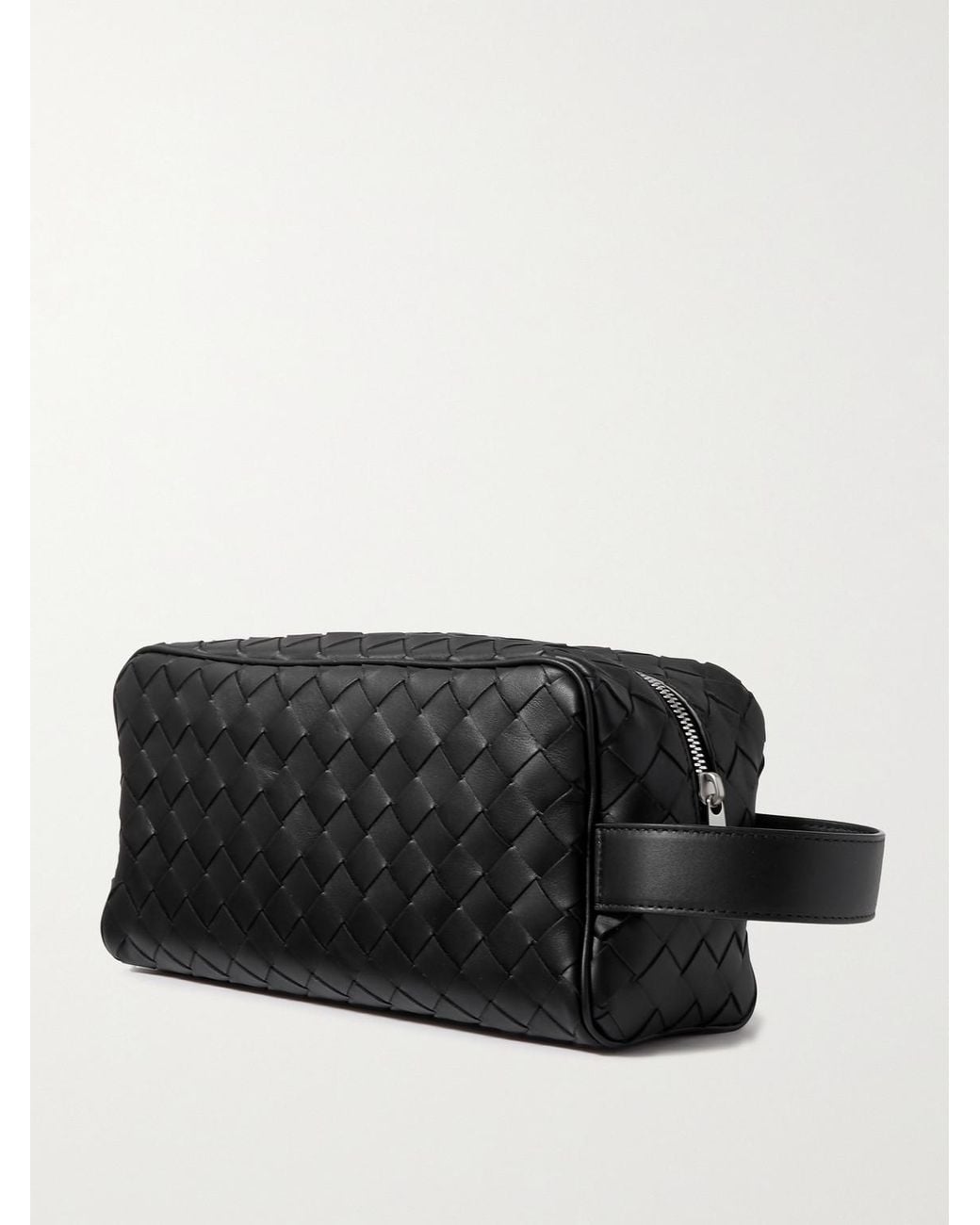 Bottega Veneta Black Intrecciato Leather Wash Bag for men