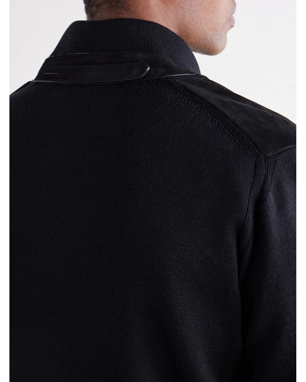 Tom Ford Black Suede And Milano Stitch Wool Bomber Jacket for men