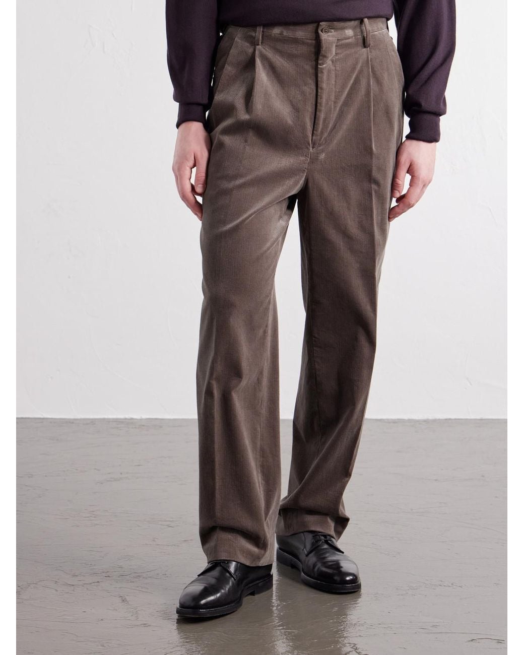 Kaptain Sunshine Brown Straight-Leg Cotton-Corduroy Trousers for men