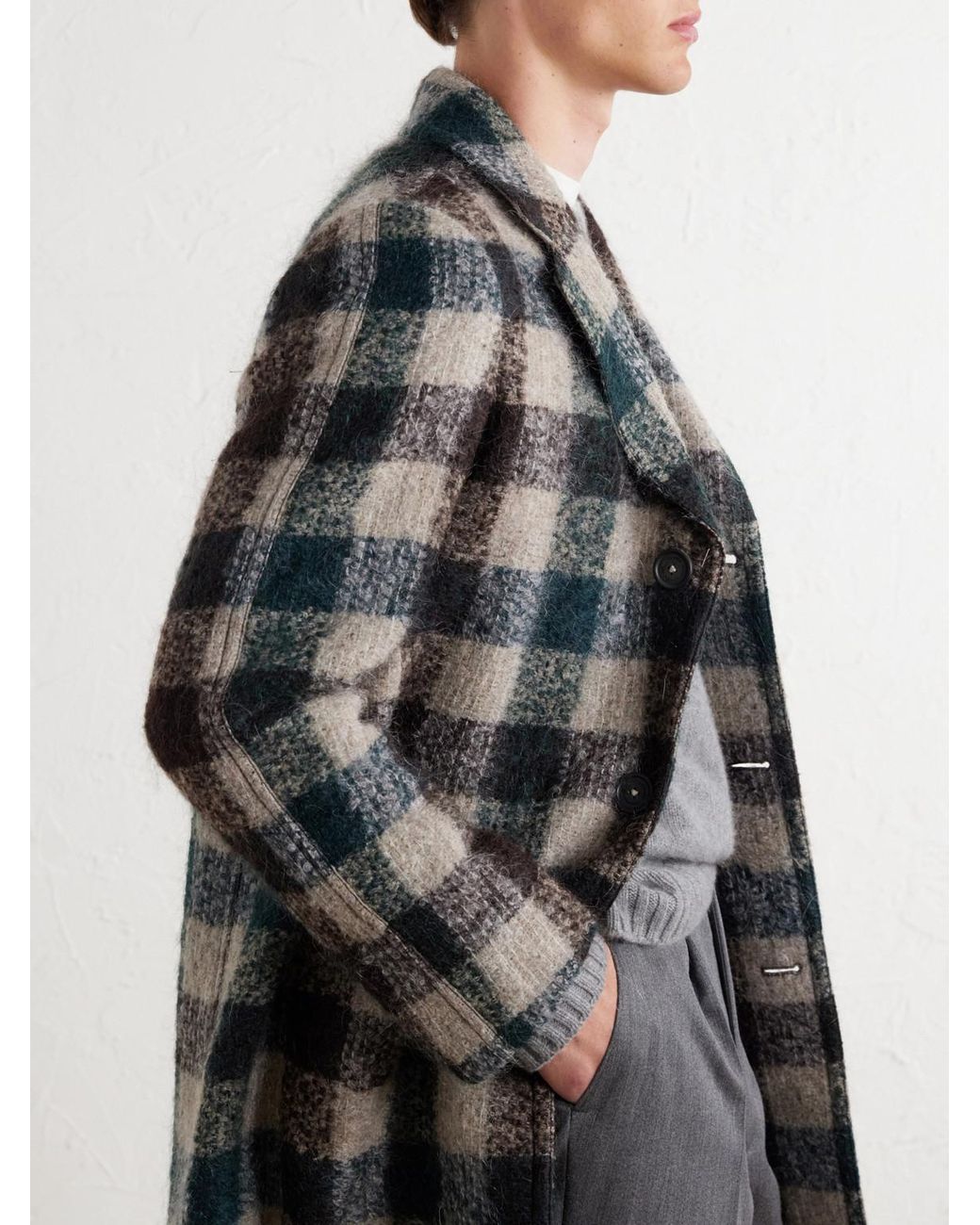 Massimo Alba Multicolor Mercury Checked Brushed Wool-Blend Bouclé Coat for men