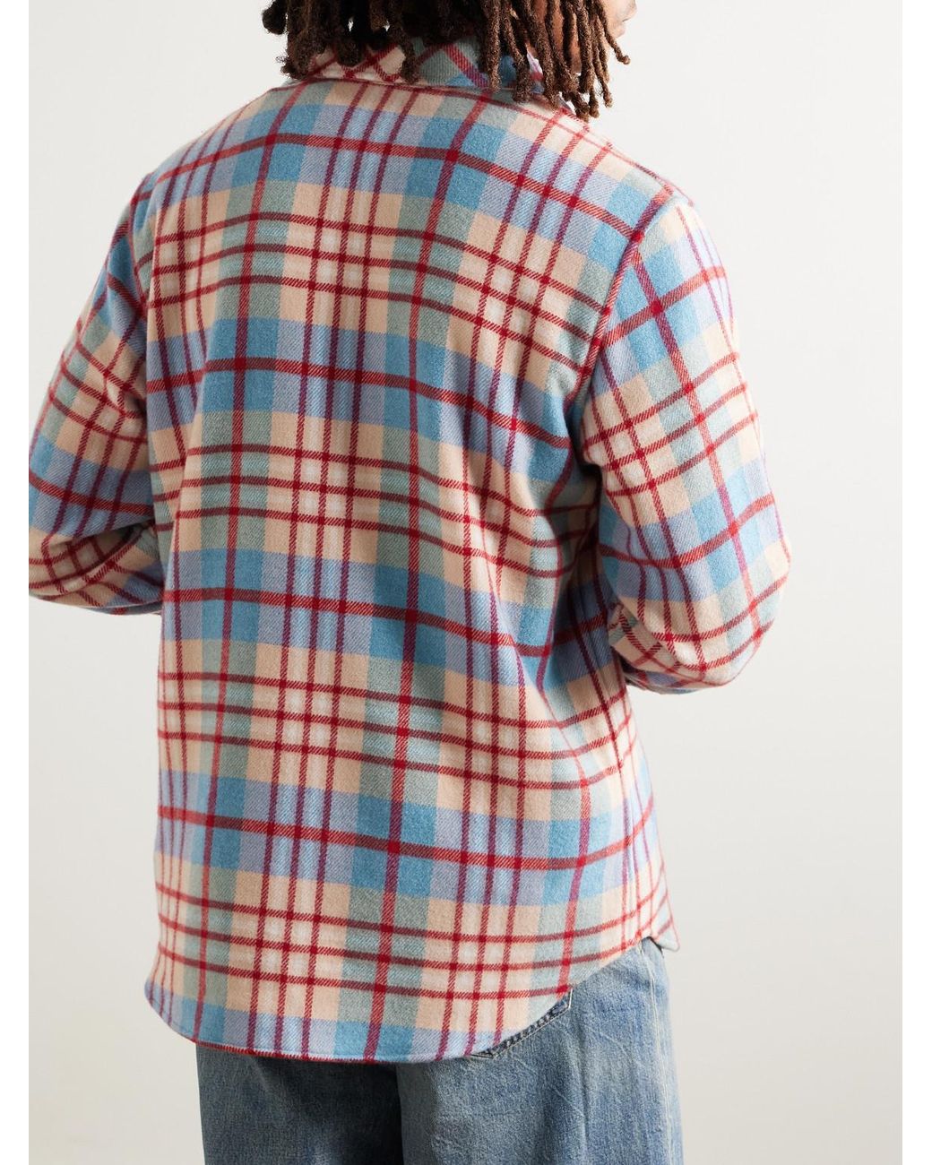 God's True Cashmere Red Checked Cashmere Shirt for men