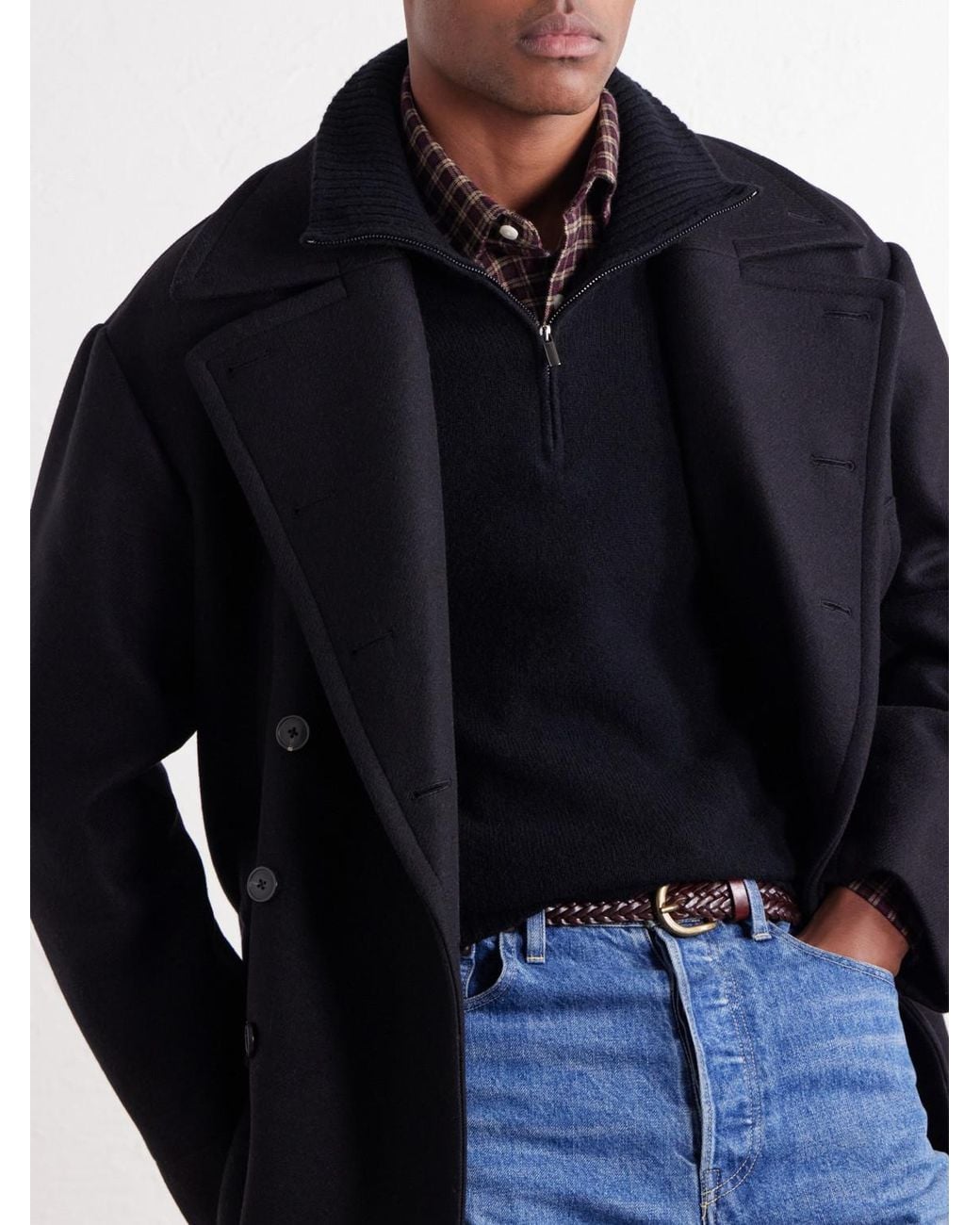 Altea Blue Half-Zip Virgin Wool Sweater for men
