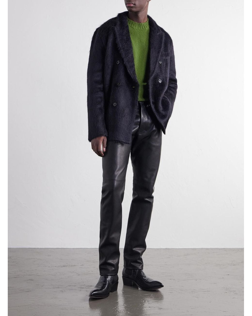 Tom Ford Black Slim-Fit Leather Trousers for men