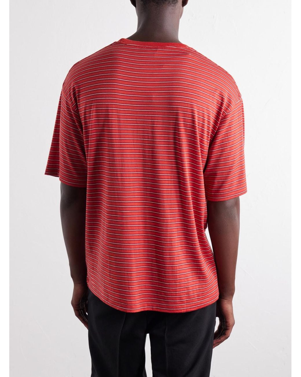 Auralee Red Striped Wool-Jersey T-Shirt for men