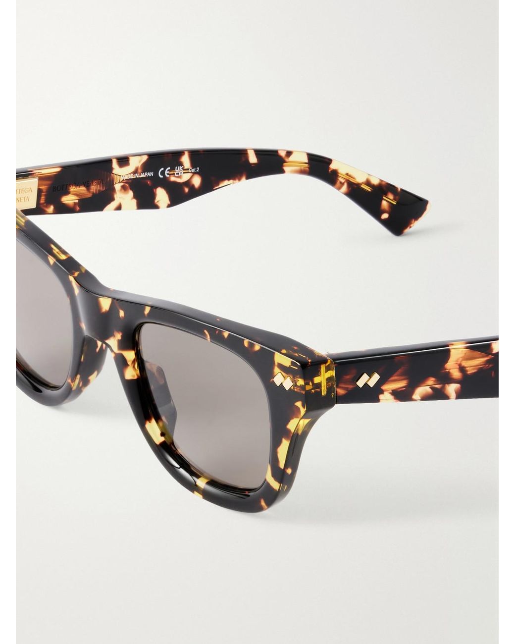 Bottega Veneta Brown Bold Ribbon Stud D-frame Recycled Tortoiseshell Acetate Sunglasses for men