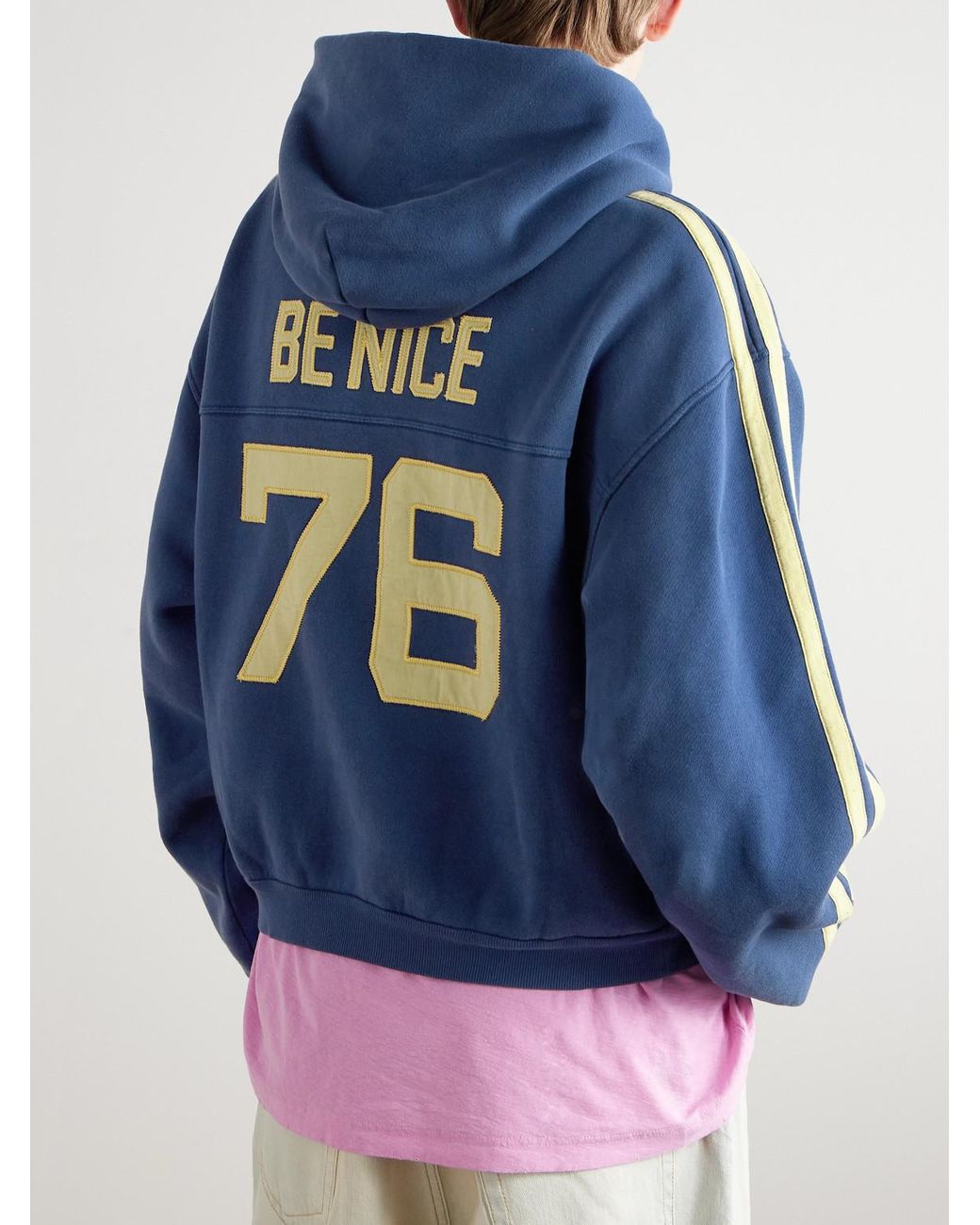 ERL Venice Football Cropped Appliquéd Cotton-Blend Jersey Hoodie