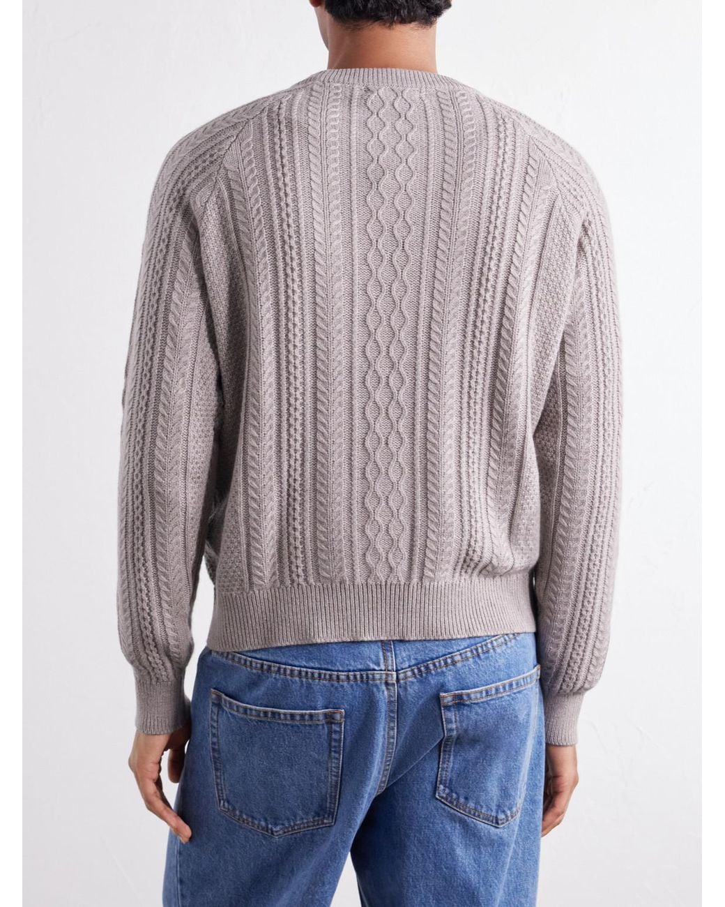 Begg x Co Natural Maytime Cable-Knit Cashmere-Blend Sweater for men