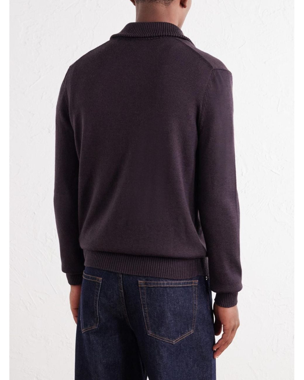 Altea Blue Half-Zip Virgin Wool Sweater for men