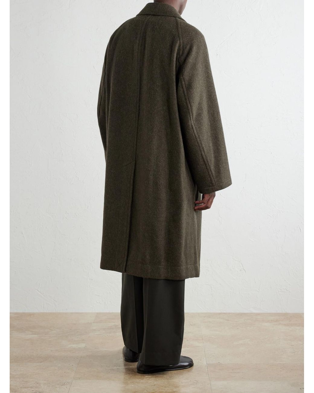 Lemaire Brown Double-Breasted Wool And Alpaca-Blend Felt Coat for men