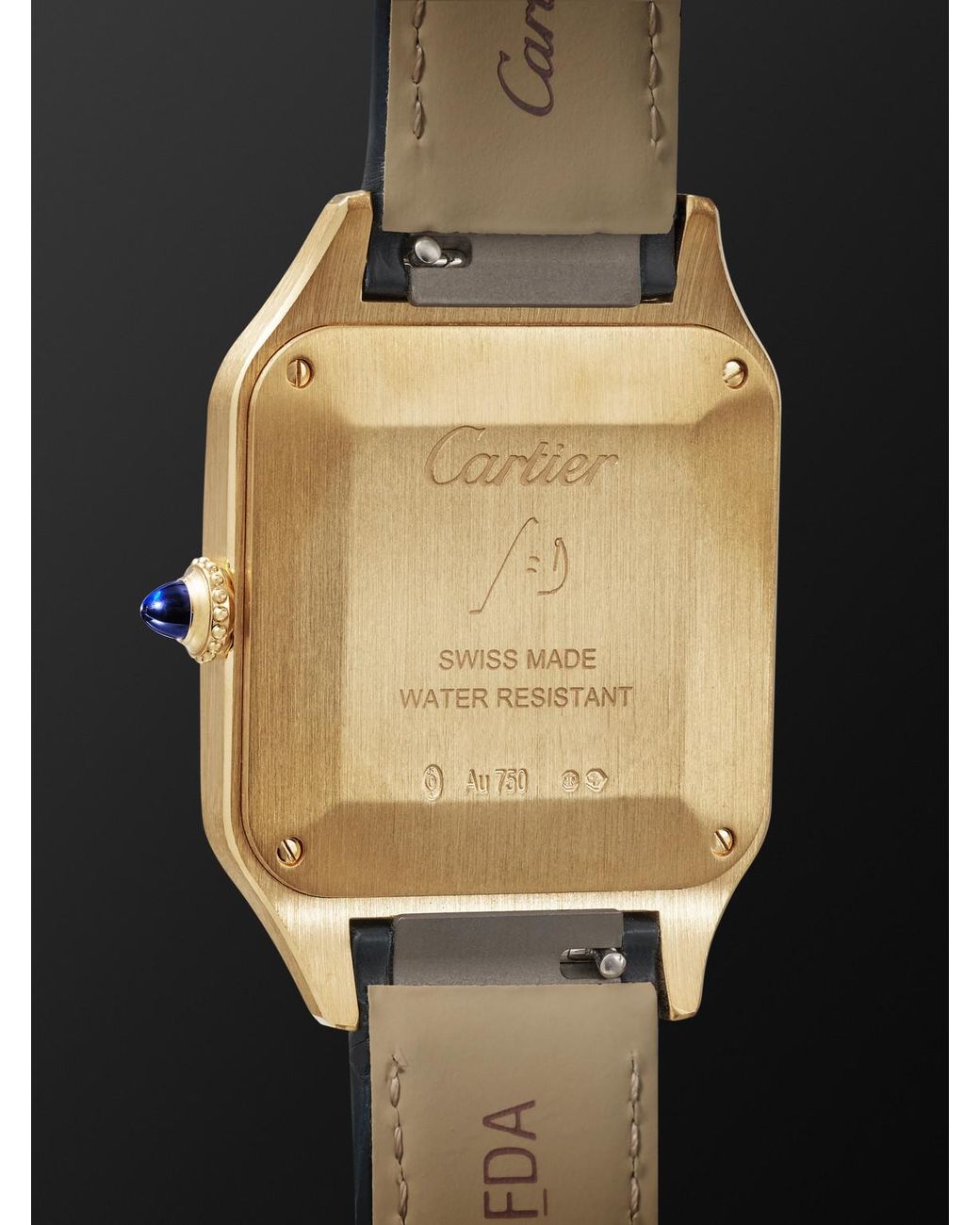 Cartier Blue Santos-Dumont Large 43.5Mm 18-Karat And Alligator Watch, Ref. No. Wgsa0115 for men