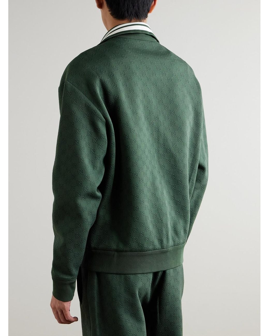 Gucci Green Logo-Jacquard Tech-Jersey Track Jacket for men