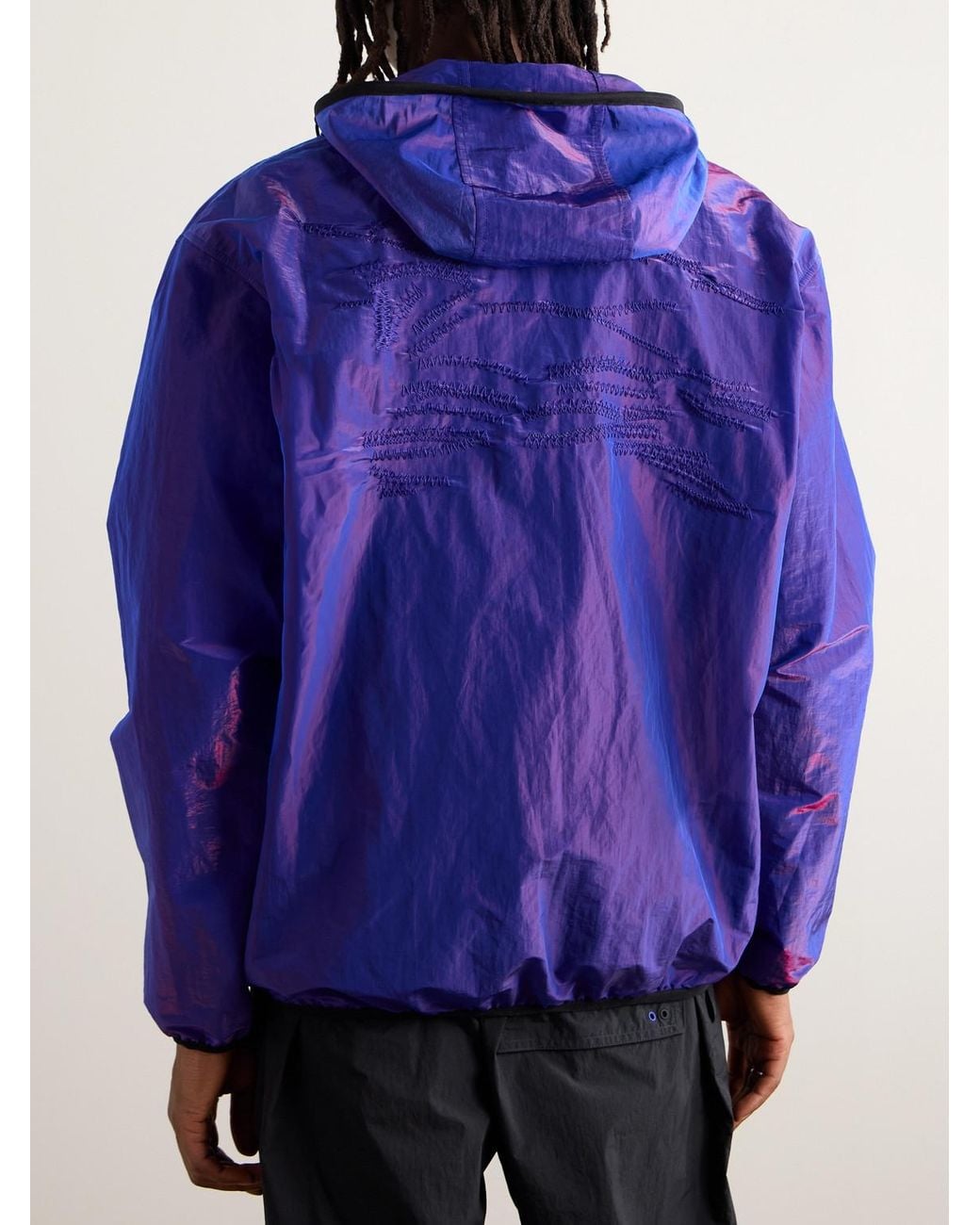 Burberry Iridescent Shell Zip-Up Hooded Jacket in Purple for Men