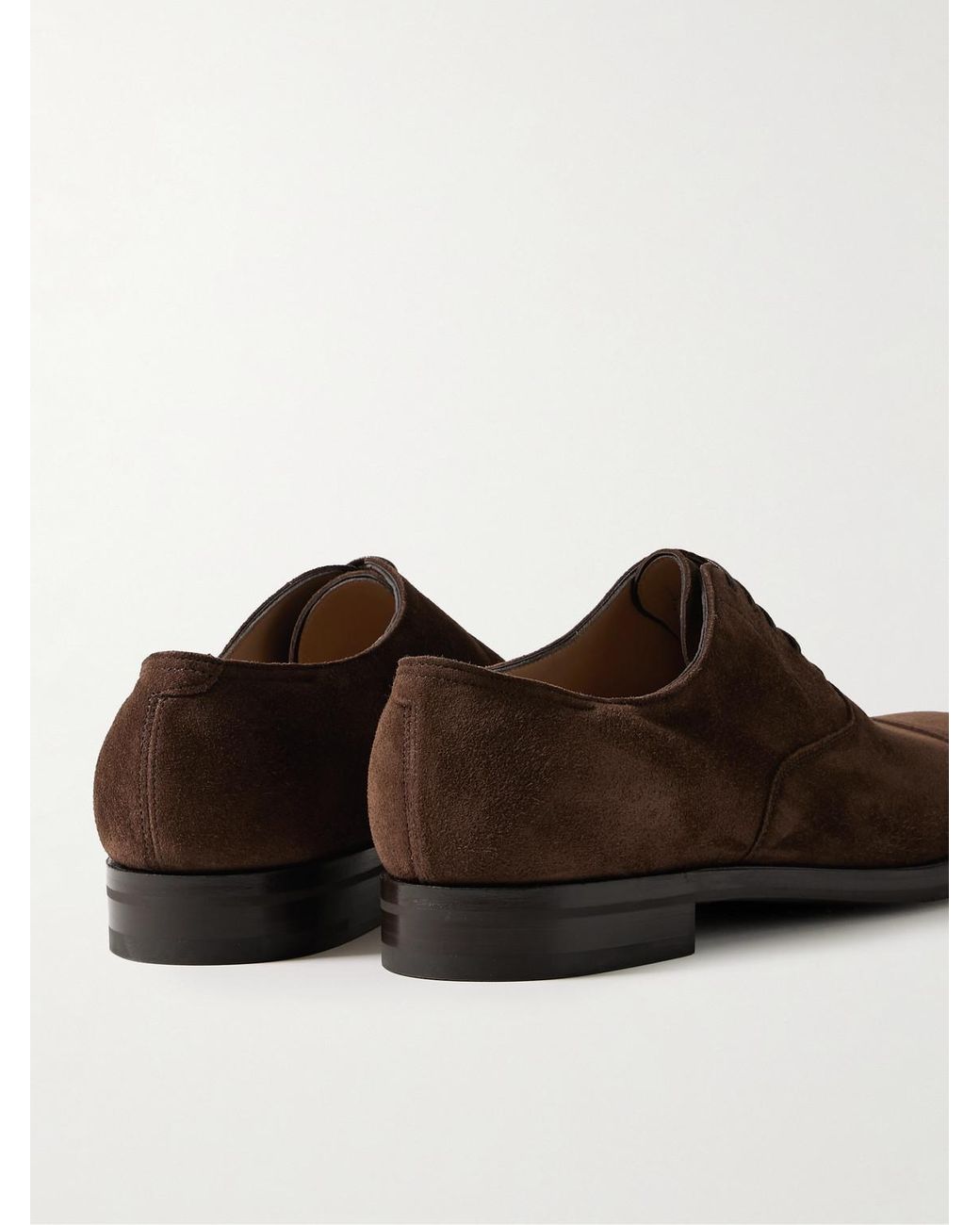 John Lobb Brown City Ii Cap-Toe Suede Oxford Shoes for men