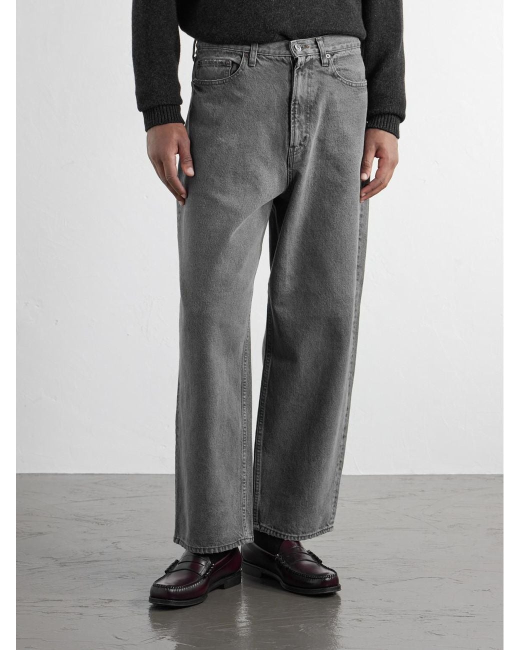 A.PRESSE Gray Wide-Leg Jeans for men