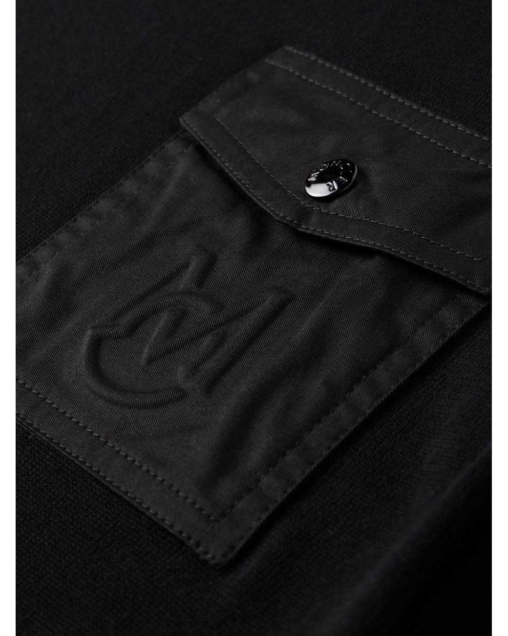 Moncler Black Logo-Appliquéd Twill-Trimmed Cotton Sweater for men