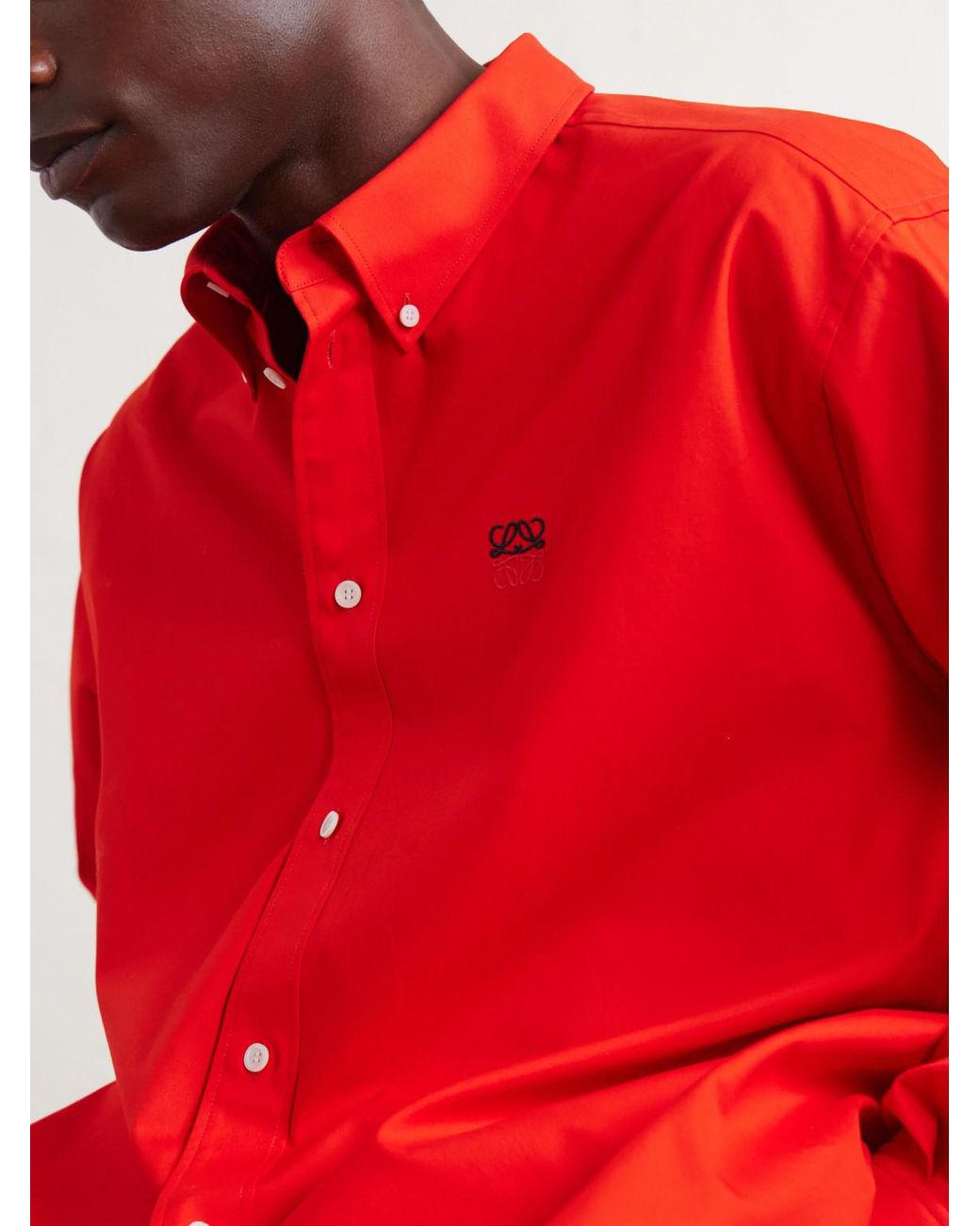 Loewe Orange Anagram-embroidered Cotton Shirt for men