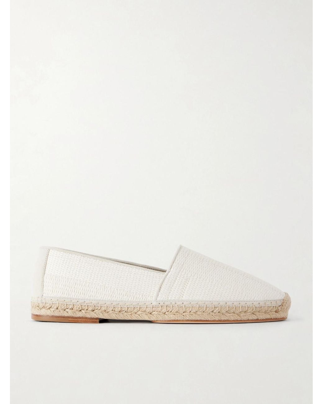 Brunello Cucinelli Natural Leather-Trimmed Woven Raffia Espadrilles for men