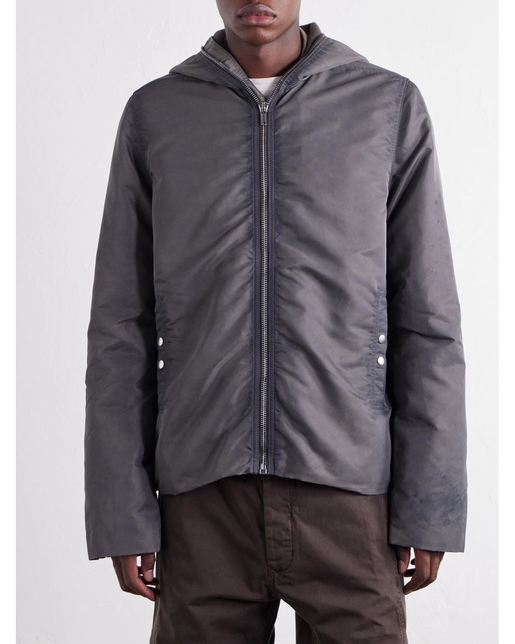 Rick Owens Gray Gimp Shell Hooded Jacket for men