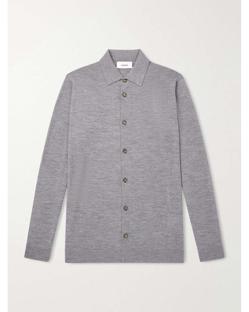 Lardini Gray Virgin Wool Polo Shirt for men