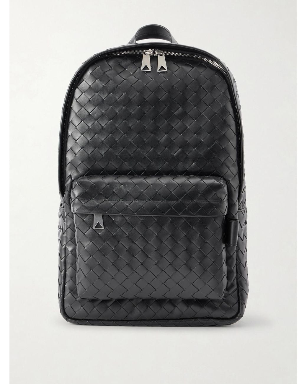 Bottega Veneta Black Intrecciato Leather Backpack for men