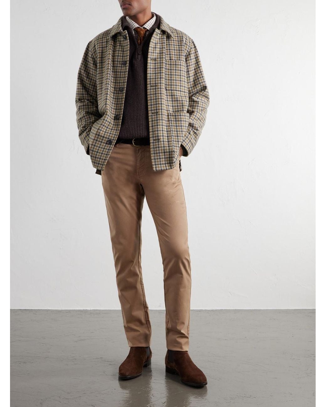 James Purdey & Sons Brown Checked Wool-Twill Overshirt for men