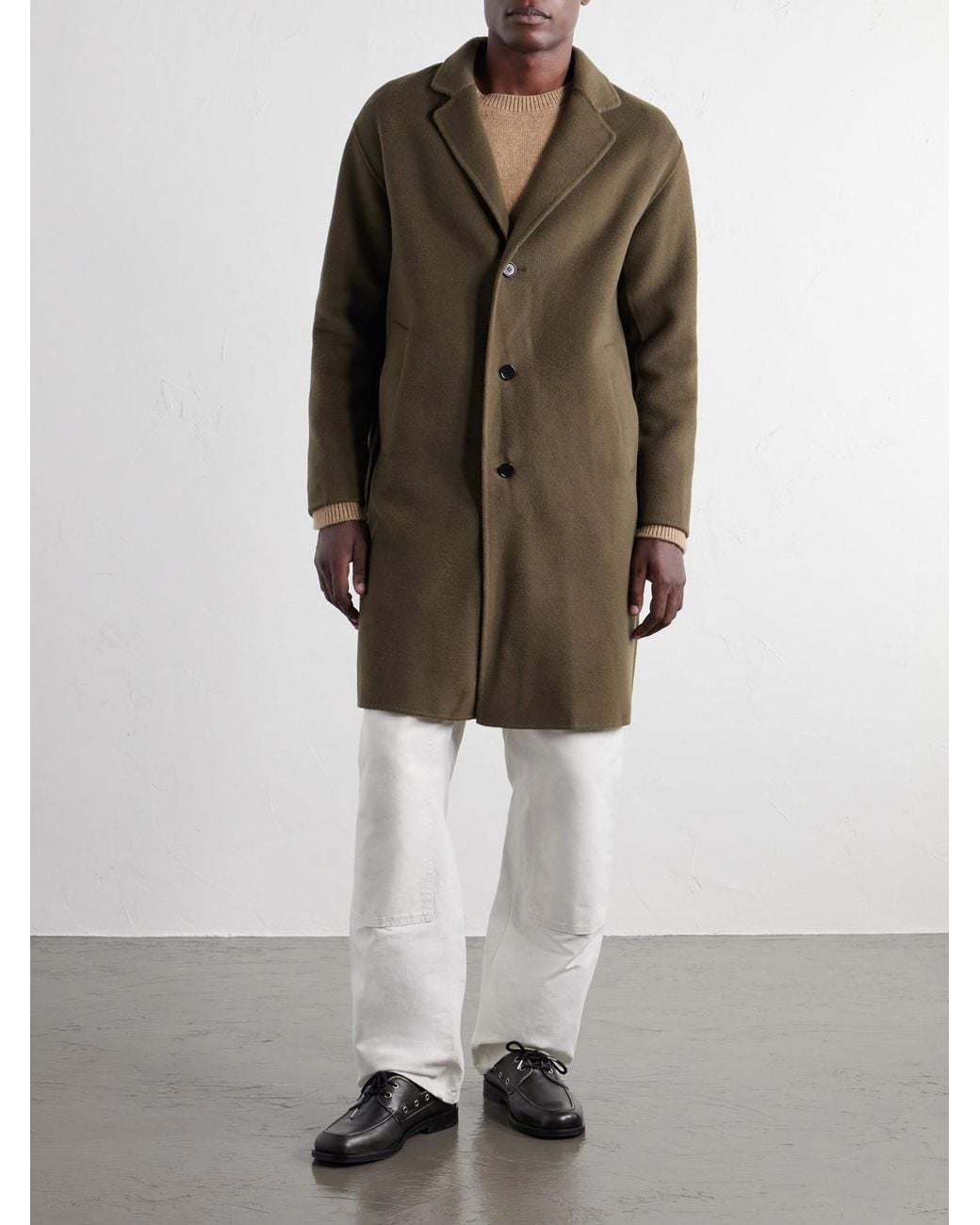NN07 Green Kendrick 8447 Brushed Woven Wool-Blend Coat for men