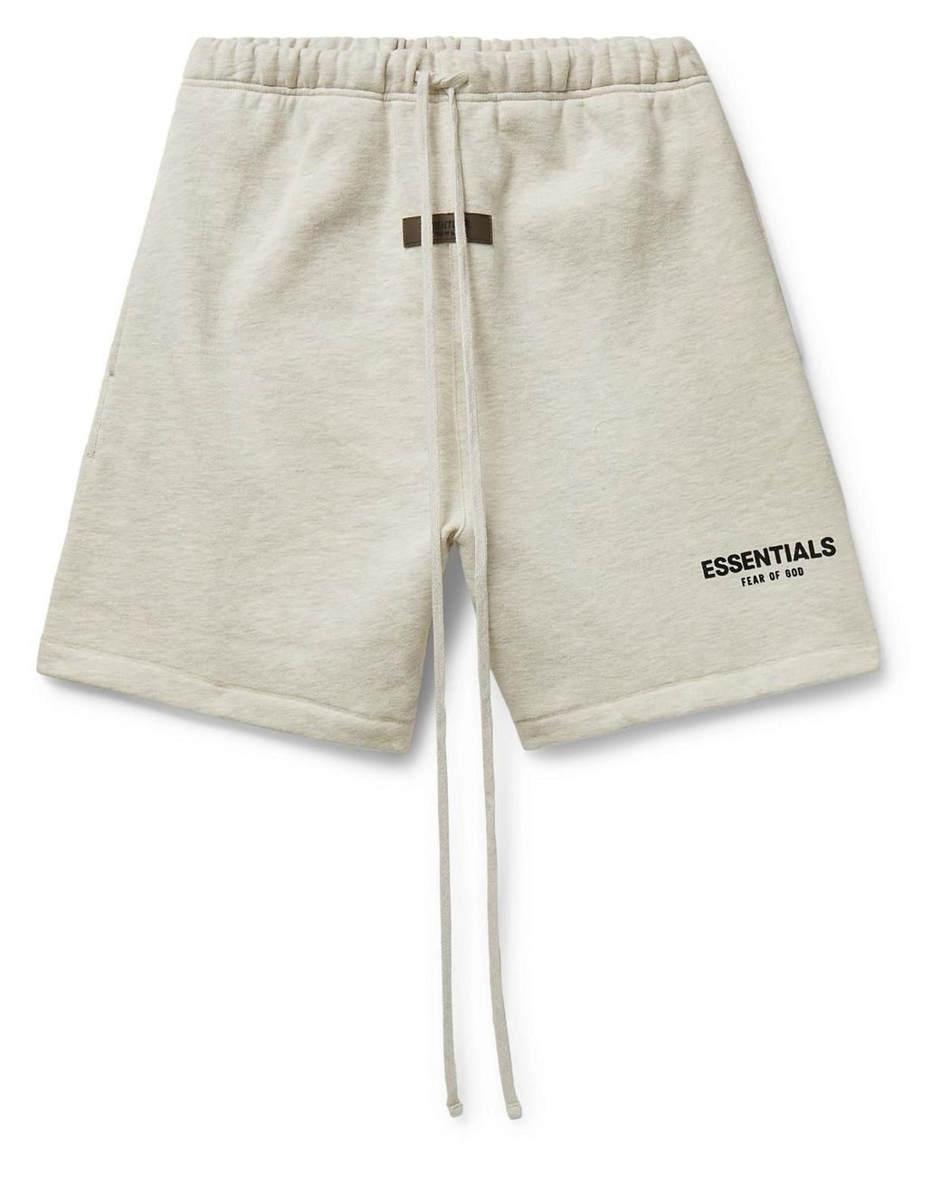 Fear of God ESSENTIALS Straight-leg Logo-flocked Cotton-blend Jersey  Drawstring Shorts in Natural for Men | Lyst