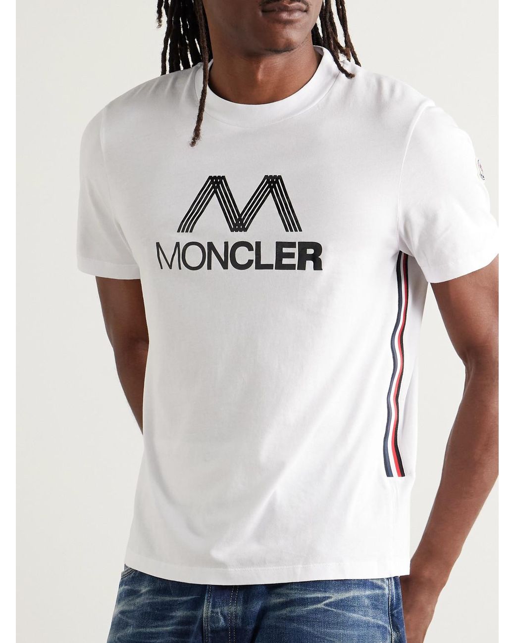 Moncler White Logo-Print Cotton-Jersey T-Shirt for men