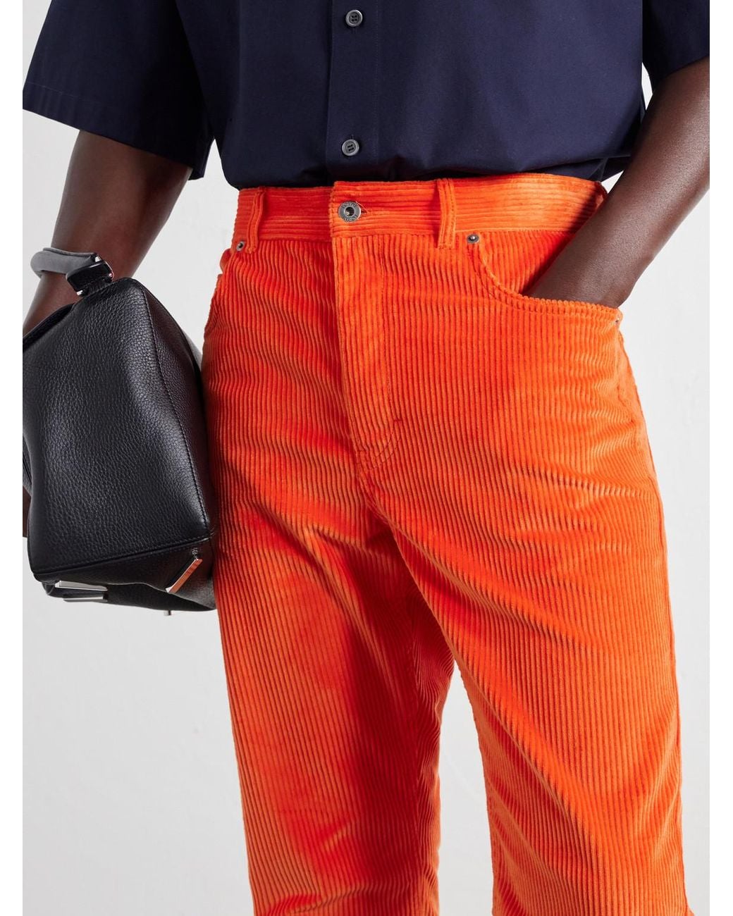 Loewe Orange Straight-Leg Cotton-Corduroy Trousers for men