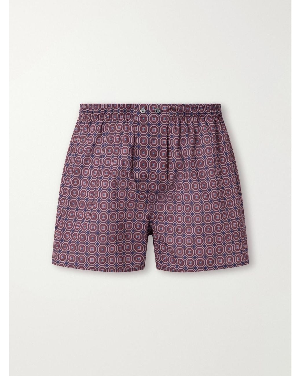 Derek Rose Purple Ledbury 108 Printed Cotton-Poplin Boxer Briefs for men