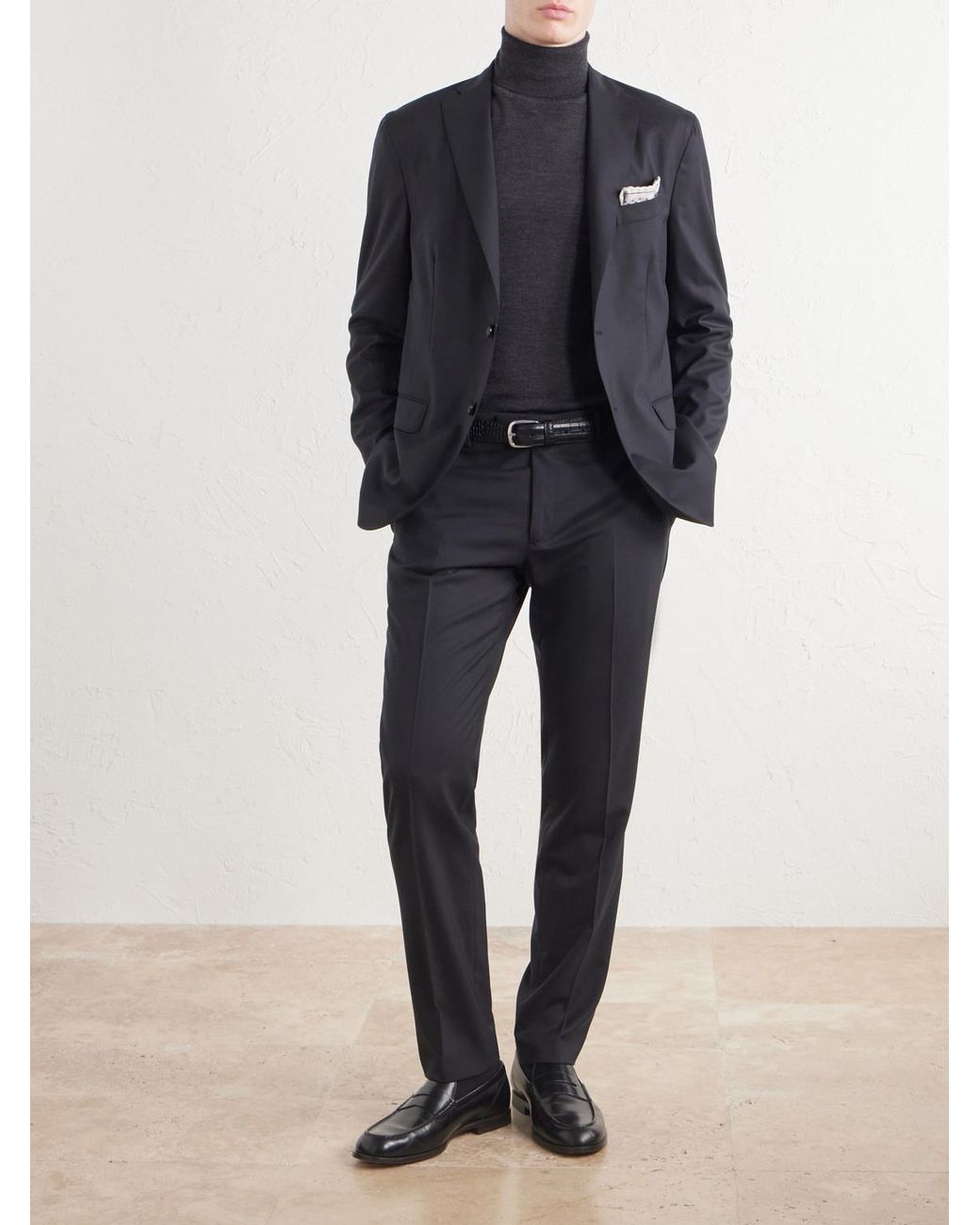 Boglioli Blue Straight-Leg Wool Suit Trousers for men