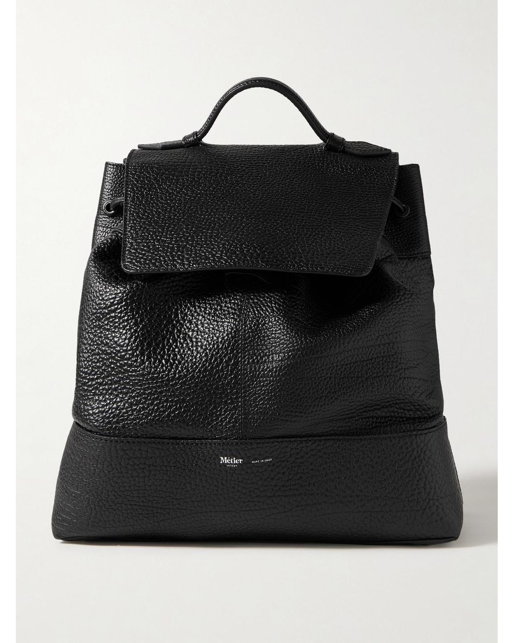 Metier Black Glide Full-Grain Leather Backpack for men